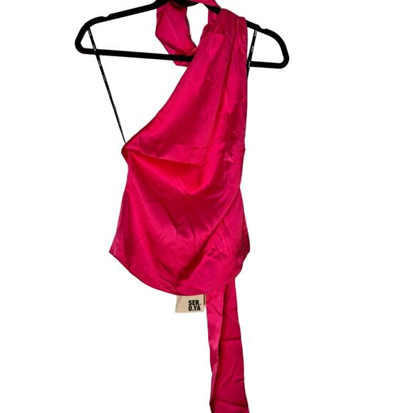 Ser O Ya Pink Silk Neck Wrap CropTop New Size XS - Picture 1 of 5
